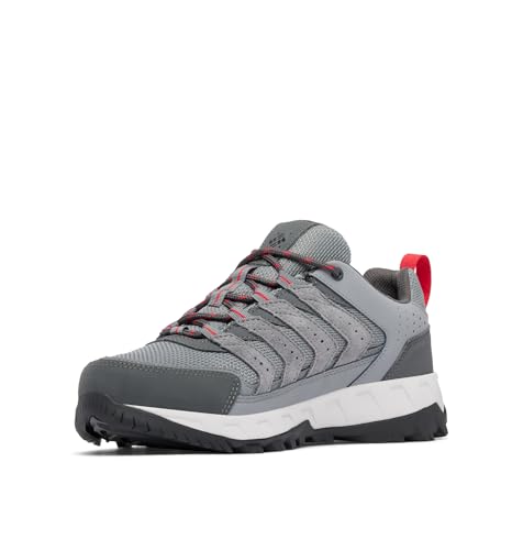 Columbia Columbia Mens Strata Trail Low Waterproof, Titanium Grey Steel/Mountain Red, 10
