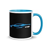 2023 Rapid Blue Sports Car C8 Silhouette Outline 8th Gen Mid Engine Vette Mug with Color Inside