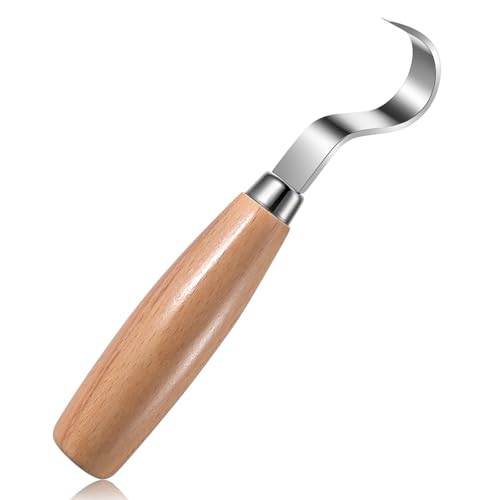 1 PCS Hook Knife Wood Carving Knives Stainless Steel Spoon Carving Knife Professional Wood Carvings Tools Gouge Spoon Knifes for Carvings and Whittling Spoons Bowls Cups for Carvers and Beginners