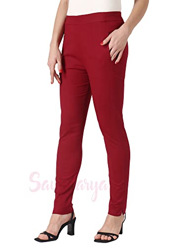 Image of Saundarya Women's Regular Fit Stretchable Cotton Trousers Pants
