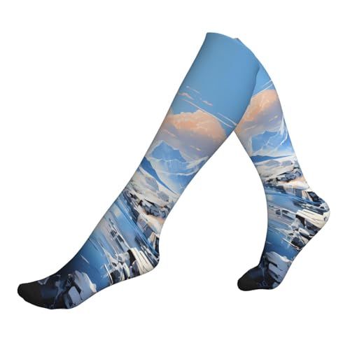 wwqqvnb Snowy Mountain Scenery Compression Socks for Women and Men with 15-20mmHg Gradient Support, Breathable for All Day Wear, Standing, Sitting, Travel, Active Lifestyle