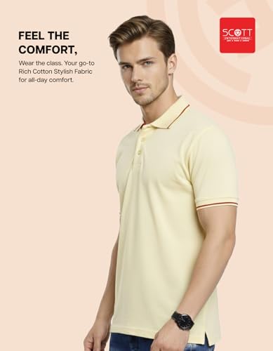 Image of Scott International Cotton Polo T Shirt | Collar Tshirts | Half Sleeves Plain T Shirt | T-Shirt |Tshirt for Men Stylish | Men's Tshirt