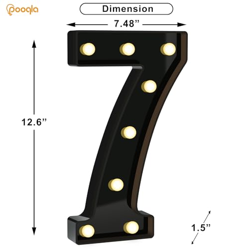 Image of Pooqla 7th Birthday Decorations for Boys, Large Black Light Up Numbers | Black Party Decorations, 12.6in Tall Big Marquee Numbers 7th 17th 70th Anniversary Birthday Gift for Boys Wedding Room Decor