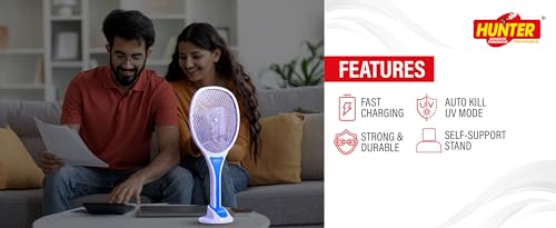 Image of Hunter Mosquito Pro Premium Bat with UV /Rechargeable Mosquito Swatter Bat /ISO 9001 Certified Zapper Racket (Pack of 01)