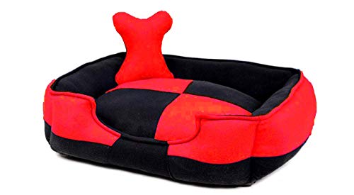Image of Petslover Ultra Soft Fleece Fabric Polyester Filled Sofa Reversible Dog /Cat Beds, Red & Black (Export Quality) - Small
