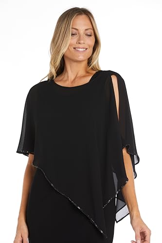 R&M Richards Women's Crystal Drape Rhinestone Poncho