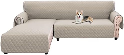 Mingfuxin Corner Sofa Bed Cover, Waterproof Reversible 3 Seater Chaise End Sofa Slipcover L Shape Sectional Couch Covers for Pets Furniture Protector (L Shape-Medium, Grey)