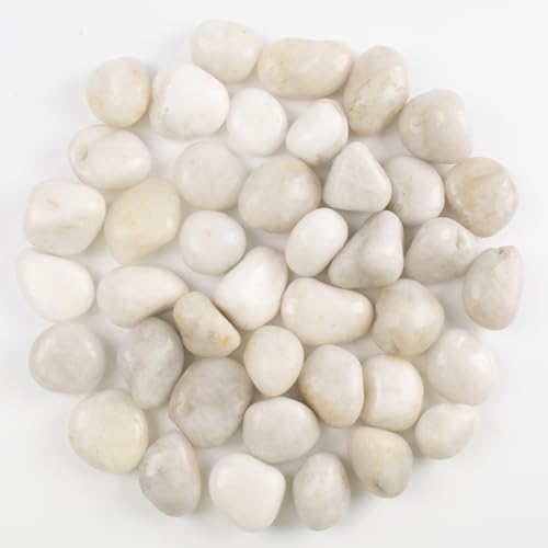 Image of 20lbs River Rocks - 1-2Inch Decorative Rocks for Potted Plants, River Rocks for Aquariums, and White Rocks for Landscaping (Weight : 20 LB, White)