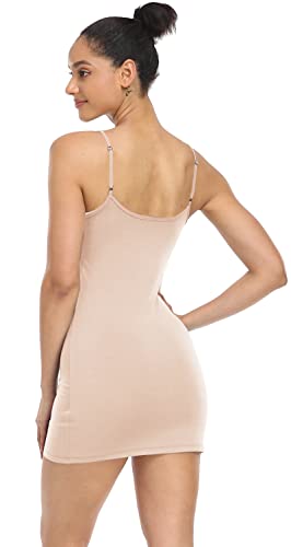 Qaffier Full Slips Dress for Women Adjustable Spaghetti Strap V Neck Under Dress Camisole Mini Slip Dress2