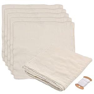 Passeerdoek, kaasdoek, 10 stuks vierkant, filterdoek, 50 x 50 cm, zachte katoenen doek, kaart met kooktouw, linnen doek…