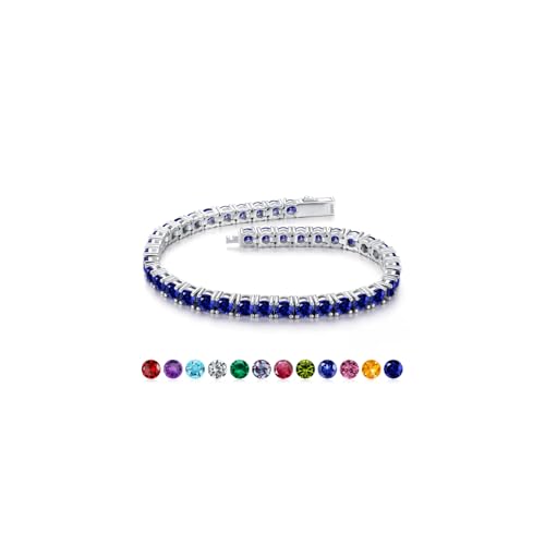 Iefil Anniversary Women Gifts - December Birthstone Bracelet Sterling Silver Tanzanite Blue Jewelry | Anniversary Birthday Gifts for Women Size 6.5
