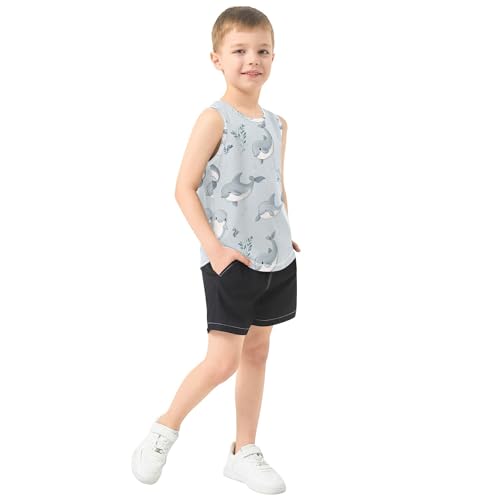 Cute Dolphin Silver Children Performance Tank Top Sleeveless Casual Vest Tees Active Tees for Running Sports Beach 3T4