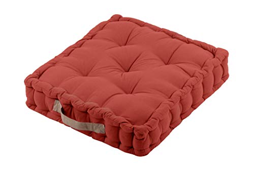 Stof - Coussin de Sol - Taille 45x45 cm - 100% Coton - Couleur Terracotta - Modèle Duo - Épaisseur Idéale - Confortable et Élégant - Agréable au Toucher