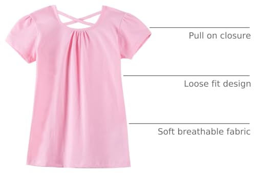 Image of Noomelfish Girls Criss Cross Back T-Shirts Short Puff Sleeve Tee Tops (5-12 Years)