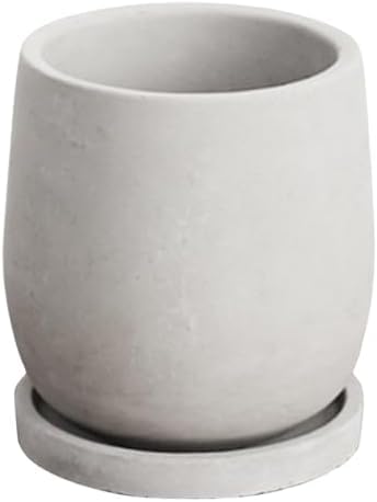 Skywink 鉢 植木鉢 セメント 鉢 受け皿付き 鉢植え プランター おしゃれ 鉢 観葉植物 底穴あり耐用 シンプル 現代円筒形セメント植木鉢 屋内と屋外の植物 植木鉢 コンクリート プランター 円筒形鉢 部屋 リビングルーム オフィス レストラン (