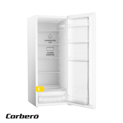 Miniatura 3 de Corberó Frigorífico 1 Puerta Cclh14324w 242l 143cm Cajón Crisper Estantes De Cristal Puerta Reversible Ruedas Fácil Manejo Patas Niveladoras Blanco