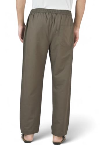 Image of Men's Formal Cotton Pants, Pure Cotton, Elastic Waist with Drawstring, Formal & Lounge Wear