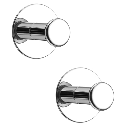 SAYAYO Ganci Adesivi Ganci Portasciugamani in Acciaio Inox Gancio Accappatoio Bagno Cromo Lucido, Gancio Appendiabiti Autoadesivo Appendi Strofinacci Cucina, Senza Foratura, 2 Pezzi