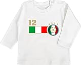 Shirtracer Fussball WM 2022 Fanartikel Baby - 12. Mann Italien Mannschaft - 3/6 Monate - Weiß - Italien Trikot - BZ11 - Baby Langarmshirt für Jungen und Mädchen