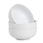 WishDeco Large Soup Bowls Set of 3, Ceramic Salad Bowls 1100ml, White Pasta Bowl, Serving Bowl for Noodle Ramen, Fruit, Dessert, Cereal