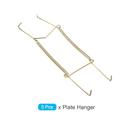 Image of METALLIXITY Plate Hanger (10Inch) 5Pcs, Stainless Steel U Type Invisible Wall Hook with Tip Protectors - for Decorative Plates, China, Plates, Zinc Plated