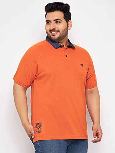 Image of Club York Men Cotton Blend Half Sleeve Polo Neck Solid Plus Size T-Shirts