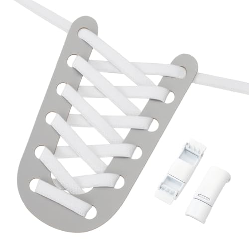 COJU Snap Laces – No-Tie Elastic Shoelaces with Magnetic Buckle, 8mm laces, One Size for Adults & Kids – Slip-On Convenience for Sneakers & Running (White)