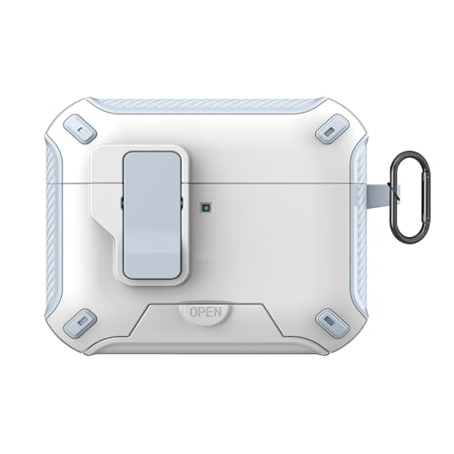 KOOLRIVER�EFor AirPods Pro 3 �ϏՌ� �P�[�X ��3���� �J�o�[ �J���r�i�t�� 2�d�\�� �X�^���h�@�\ �ی�J�o�[ For �G�A�[�|�b�Y �v�� Pro3 2025���f�� ���C�����X�C���z���P�[�X(���C�g�u���[)