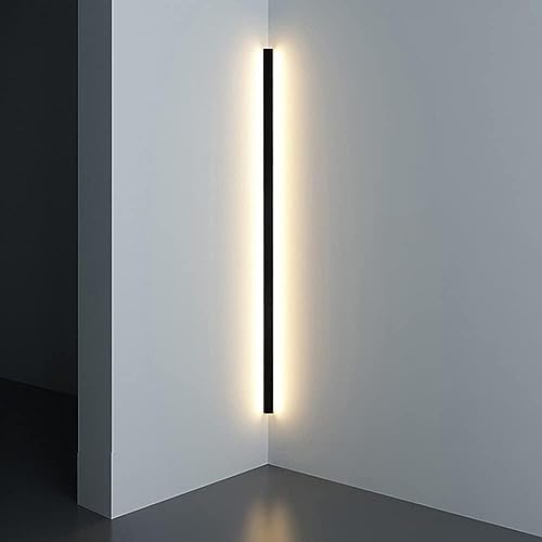 SANGPAO Decorazione domestica moderna Lampade da parete ad angolo a LED nere per camera da letto 3000K Bianco caldo Lunga striscia Lineare Riparo da parete Bar per interni Plafoniera Lampada da parete