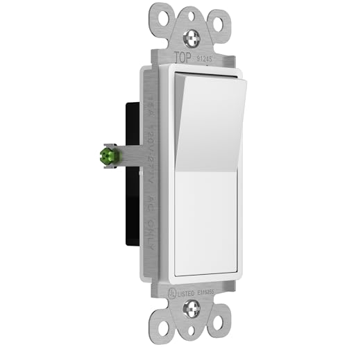 ENERLITES Momentary Contact Decorator Switch for Garbage Disposals, Garage Door Switch, Spring Release Paddle, 120-277VAC 15A, Single-Pole, UL Listed, 91245-W, White by ENERLITES - Image 2