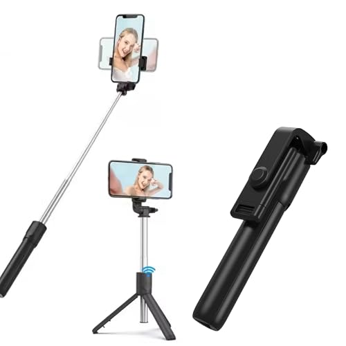 Image of LikeStar All-in-One Bluetooth Selfie Stick with Wireless Remote & Tripod Stand, Extendable Lightweight Monopod for Smartphones - Ideal for Travel, Vlogging, Group Photos & Live Streaming (Black)