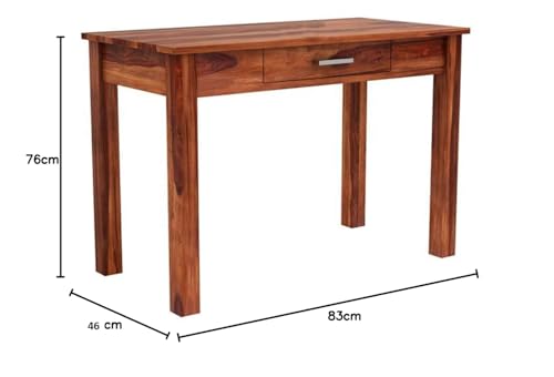 Image of Solid Wood Folding Study Table Laptop Computer Pc Writing Foldable Desk for Home & Office Space Saving Sleek Design (Natural Teak Finish, Standard)