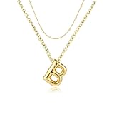 PANSHI Collane con iniziali dorate per collana girocollo a strati con lettere a bolle d'oro gioielli regalo per adolescenti roba alla moda regali personalizzati per donne lei, Large, Oro Giallo