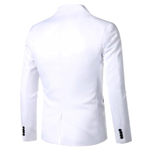 Men's Single Button Slim Fit Party Wedding Casual Black and White Solid Color Blazer3