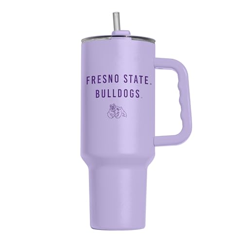Image of Logo Brands NCAA Fresno State Bulldogs Lavender 40 oz Tumbler with Handle - Stylish Everyday Use Powder Coated-Stainless Steel with Straw- Keeps Cold For Hours