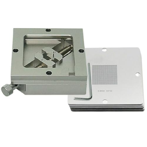 Dimensioni dello stencil di precisione: 10 stencil in metallo pretagliati (0,3 mm – 0,76 mm) offrono un allineamento esatto della sfera di saldatura per il reballing BGA, adatti per tavoli da 90 mm pesanti e compatibili con flussi di lavoro di rilavorazione PCB standard