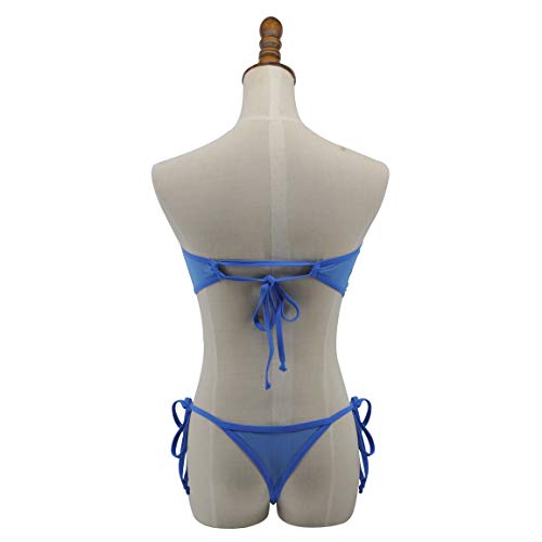 Sherrylo Sheer Bandeau Micro Bikini See Through G String Mini Bikinis Blue #TOP2
