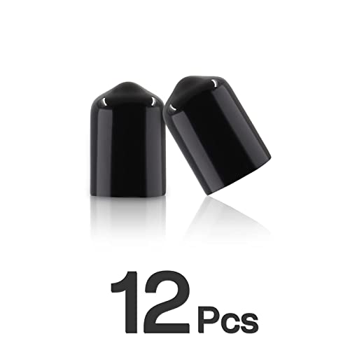 Image of 12PCS Rubber End Caps Cover 3 /8 inch /9.5mm Black Round Vinyl Plug Bolt Covers Caps Screw Rubber Thread Protector for Metal Tubing, Round Tubing Bolt (Black, 9.5mm Inner Dia)