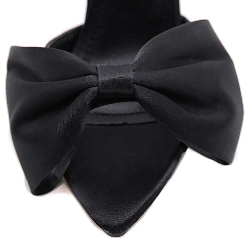 KOKOMOMO Womens Bow High Heels Mules Stiletto Slides Mule Heels Open Toe Heeled Sandals with Bowknot3