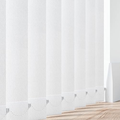 Made to Measure Vertical Blind Slats 89mm (3.5) Premium White Replacement Slats with Weights Top Hangers & Bottom Chains Polyester Fabric Light Filtering
