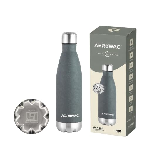 Image of 304 Stainless Steel Viva Insulated Flask 500ml | Hot & Cold 24 Hours | Double Wall, Leak Proof, BPA-Free, Lightweight Bottle | Ideal for Office, Gym, School and Travel (Dark Grey, Pack of 1)