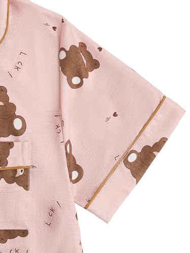 Image of Verdusa Women's 2 Piece Pajama Sets Cute Printed Fall Pajamas Sleepwear Button Up Shirt with Pants Lounge Pjs