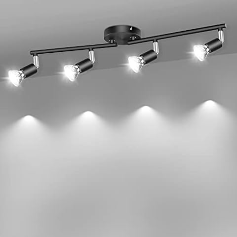 AIBOO LED Deckenleuchte Schwenkbar GU10, LED Deckenstrahler 4 Flammig Schwarz, Deckenspots Schwarz für Küche, Schlafzimmer Cover