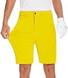 JWM Mens 7' Stretch Golf Shorts - Lightweight Hybrid Casual Dress Work Flat Front Shorts with 5 Pockets Quick Dry UPF50 Yellow