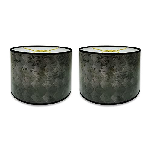 Image of Royal Designs, Inc. Trendy Decorative Handmade Drum Shade, Made in USA, 10in, HBC-8014-10, Black Snakeskin - 2 Pk