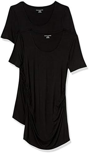 Amazon Essentials Women's Maternity Short-Sleeve Rouched Scoopneck T-Shirt, Pack of 2