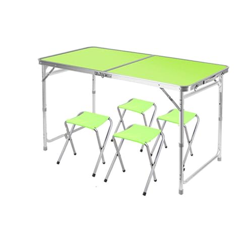 Table de camping pliante portable aluminium avec tabourets verte