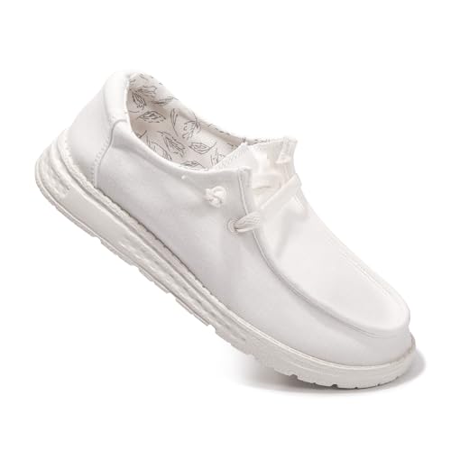 Image of Women's Canvas Loafers, Comfortable Slip-On Walking Shoes | Breathable Fabric Upper, Flexible Boat-Shoe Styling, Easy On and Off for Errands, Travel, Commuting and Everyday Wear