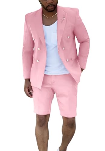 Image of Short Suits for Men 2 Piece Summer Mens Suit Beach Wedding Tuxedo