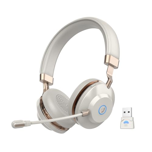 Obzzpom Wireless Headphones with Mic Mute for Computer/Laptop/Call Center/Zoom
